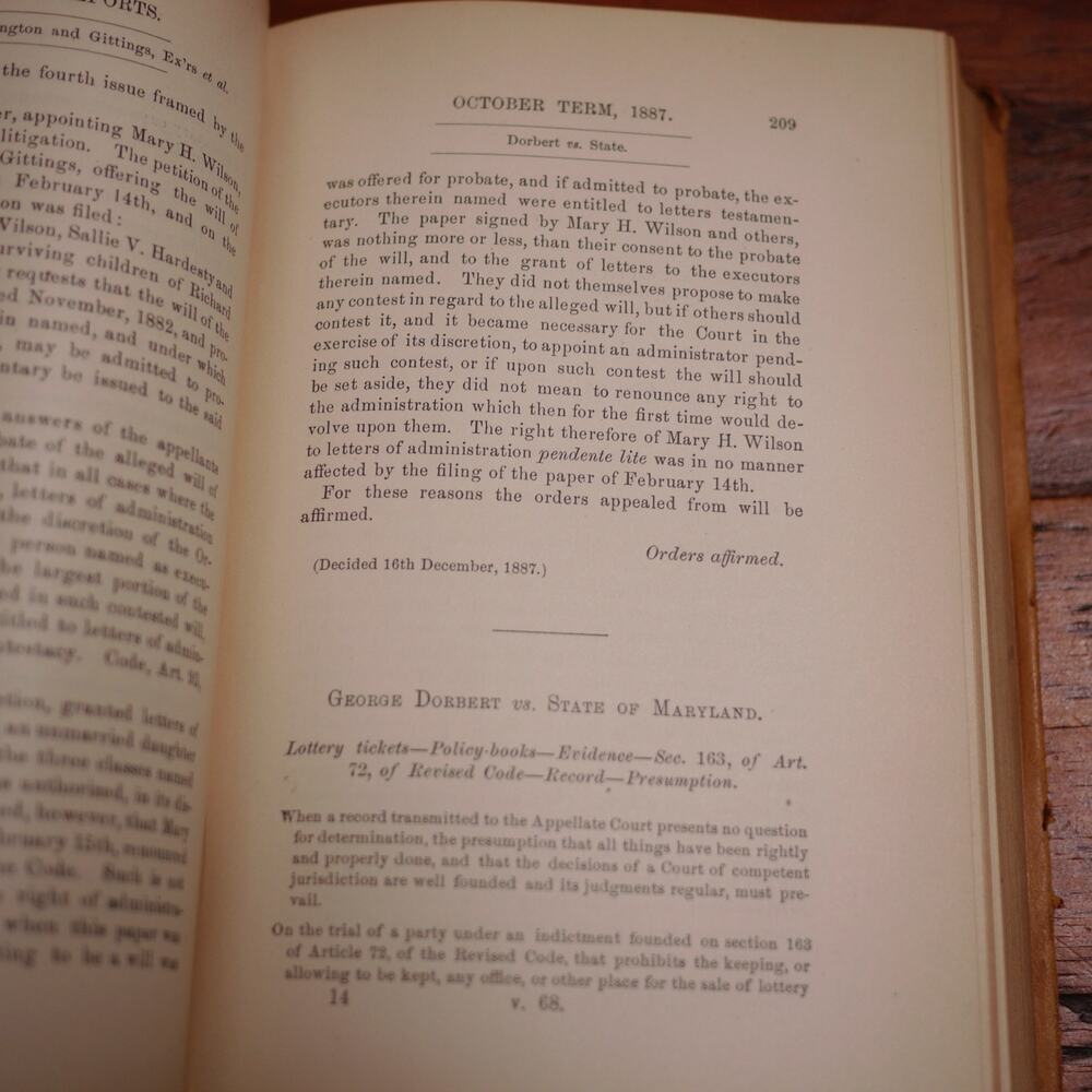 Antique 1888 Maryland Reports William Keech Court of Appeals Leather Bound Book - Picture 11 of 11
